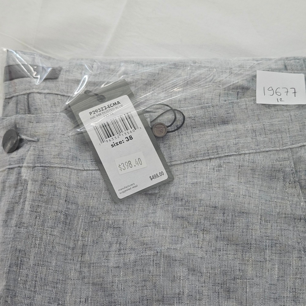 John Varvatos Pants Men's 38 NWT 100% Linen Dusted Blue P293Z2-ECMA $498 Preppy - Picture 15 of 15